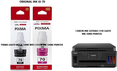 Pixma CANON ORIGINAL INK FOR G6070 MEGA TANK WIFI COLOR Ink Tank printer Black & Magenta Ink Bottle