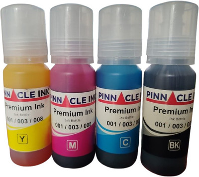 Pinnacle Ink Ep 001/003/008 For Ep L3212 Refill Ink Black + Tri Color Combo Pack Ink Bottle