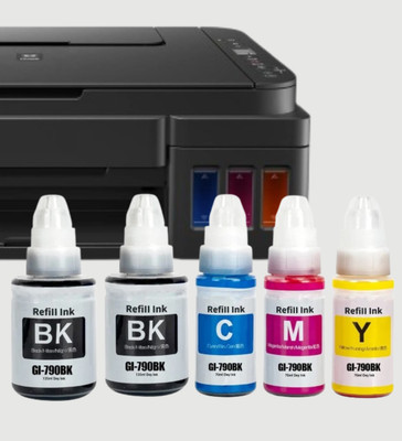 ASV Ink GI 790 Compatible For Canon G1000 G1010 G2000 G2010 G3000 G3010 G4000 G4010 Black + Tri Color Combo Pack Ink Bottle