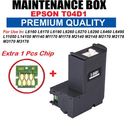 Haedlink E-04D1 Maintenance Box+ 1 Pcs Extra Chip For Epson M2140 M2170 M2190 L6160 Black Ink Toner