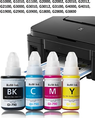 vavia Ink Refill for Canon GI 790 G1000,G1010,G1100,G2000,G2002,G2010,G2012,G2100 PRIN Black + Tri Color Combo Pack Ink Bottle