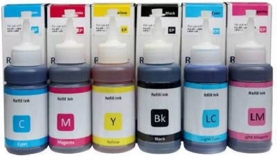 tequo T673 Refill Ink for Epson L805, L1800, L810, L850 Printer (70gm x 6 bottles) Black + Tri Color Combo Pack Ink Bottle