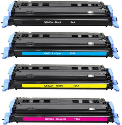 CARTRIDGE ZONE 124A Toner Cartridge Compatible for HP Laser Jet PRO Color Printers Black + Tri Color Combo Pack Ink Toner