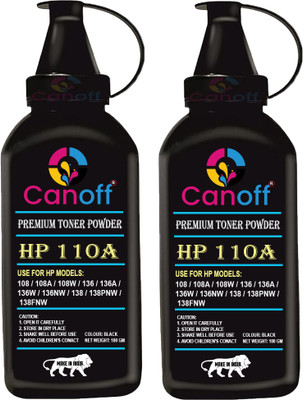 canoff Toner Powder for HP 110A for HP Laser 103a,108a,108w,108,MFP 131,131a,135a Black - Twin Pack Ink Toner Powder