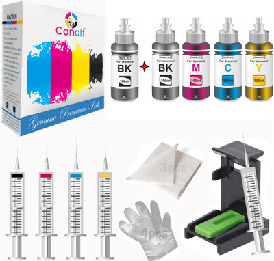 canoff 2131 HP 100ml Printer Cartridge Refill Ink Suction Toolkit for HP,Canon Cartridg Black + Tri Color Combo Pack Ink Bottle