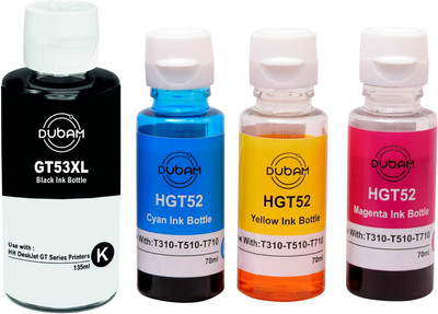 DUBAM GT 53XL Compatible Refill Ink For (BK-135 Ml) Black + Tri Color Combo Pack Black + Tri Color Combo Pack Ink Bottle