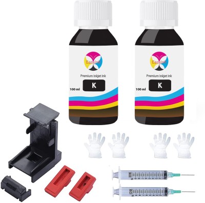 EASYINK 100ML Refill Ink with Suction Tool kit Compatible with Canon and HP Printer Black - Twin Pack Ink Cartridge