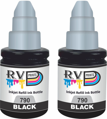 RV Prints 790 Refill Ink|Compatible with Canon Printers|High Print Quality| Easy to Fill Black - Twin Pack Ink Bottle