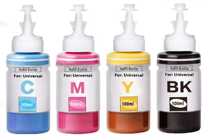 Salty Refill Ink For Use In Brother DCP-J125 Printer - B C M Y 100ML Each Bottle Black + Tri Color Combo Pack Ink Cartridge