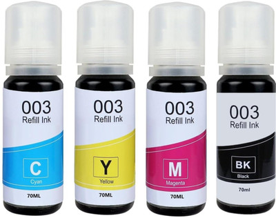 ZOKIO 003 Ink Compatible for Printers L3110, L3150, L3250 Black + Tri Color Combo Pack Ink Bottle