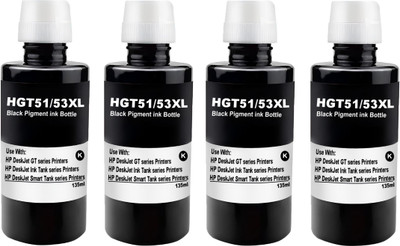 NNPRO GT53XL Refill Ink Compatible for HP Deskjet GT5810 GT5820 Printers (135ML X 4) Black Ink Bottle