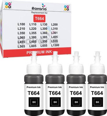 Ravaria T664 Premium Compatible Ink For Ep Ecotank Printer Black Ink Bottle