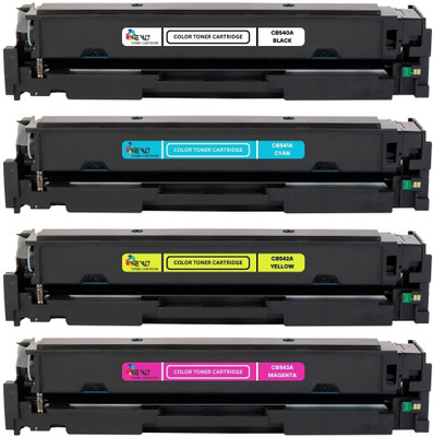 vevo toner cartridge Hp 125A/CB540A Black,Cyan,Yellow,Magenta Compatible Laserjet Toner Cartridge Black + Tri Color Combo Pack Ink Toner