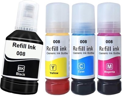 Salty 008 Refill Ink Use for Epson L6460/L6490/L6550/L6570/L15150/L15160 Printer(4pcs) Black + Tri Color Combo Pack Ink Bottle