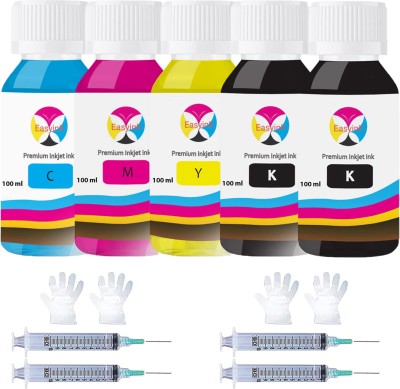 EASYINK 100ML Cartridge Refill Ink with Syringe & Gloves for HP and Canon Printers Black + Tri Color Combo Pack Ink Bottle