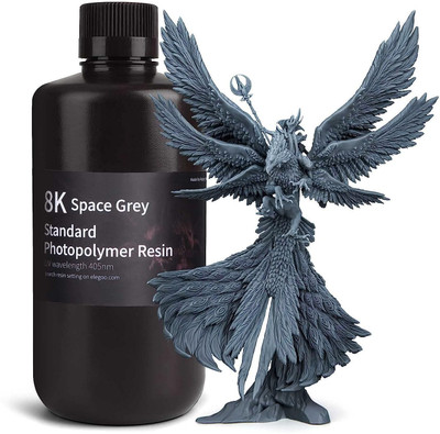 Elegoo 8K Standard Photopolymer 3D Printer Resin Space Grey Black Ink Bottle