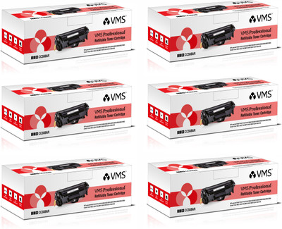 VMS Professional Refillable Toner Cartridge 3388 88AR/388AR - Pack Of 6 Black Ink Toner