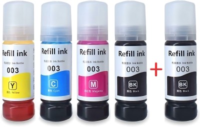 QIMAGE 001/ 003 Ink for L3110, L3150, L3250, L3116,L3101,L3210,L3215,L3216 Black + Tri Color Combo Pack Ink Bottle