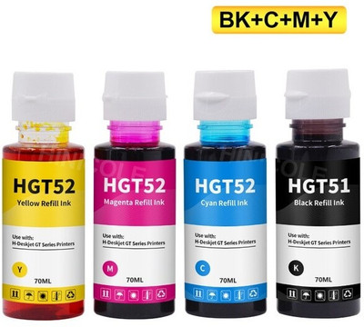 QUINK GT 51 & GT52 Ink Refill Ink For use in HP DeskJet 5810,5811,5820,5821 Black + Tri Color Combo Pack Ink Bottle