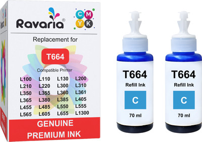Ravaria T664 Compatible Ink For Epson Printer Cyan Ink Bottle