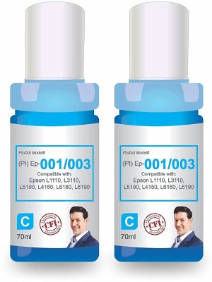 PRODOT Ep 001/003 Inkjet Ink Refill Compatible with Epson L1110, L1455, L3100, 2 x Cyan Ink Bottle