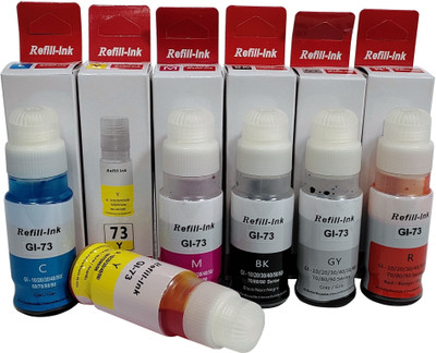PRINTZONE GI-73/ 73 Refill Ink Compatible For Pixma G570/ G670 Printers - 65 Ml Each Black + Tri Color Combo Pack Ink Bottle