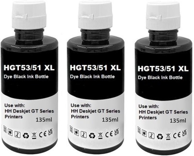 Salty GT 53XL & GT51XL Refill Ink for USE in DeskJet 5810,5811,5820,310 Printer(3Pcs) Black Ink Bottle