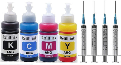 Ang Universal Refill Ink For Can- PG 47 & CL 57S + 4 SYRINGE Black + Tri Color Combo Pack Ink Cartridge