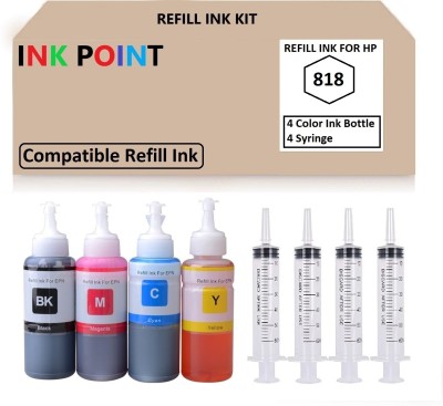 inkpoint Refill kit Compatible ink for HP cartridge 818 805,803,680(100ml each+4 syringe) Black + Tri Color Combo Pack Ink Bottle