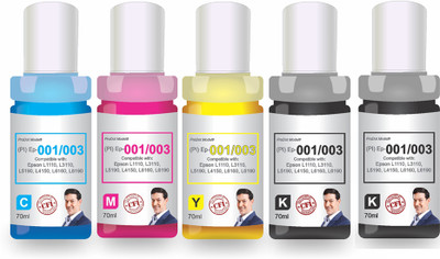 PRODOT EP 001/003 Inkjet Ink Refill Compatible with Epson L1110, L1455, L3100, 2 x Black + Tri Color Combo Pack Ink Bottle