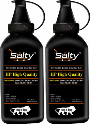 Salty Ultra Dark Toner Powder Compatible For 88A,78A,925 Cartridge 2Pic (100 Gm Each) Black Ink Toner Powder