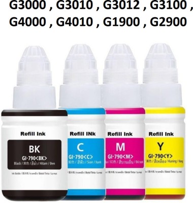 DR CARTRIDGE POINT Ink For Canon G Series GI 790 G3000,G3010,G3012,G3100,G4000,G4010,G1900,G2900 Black + Tri Color Combo Pack Ink Bottle