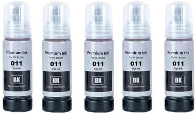 canoff High Quility Refill Ink 011 Use for L8180 and L8160 Printer (70ml X 5) Black Ink Bottle