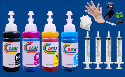 ASV Refill ink For HP Deskjet plus 4121, 4122, 4123 Black + Tri Color Combo Pack Ink Cartridge