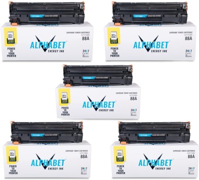 ALPHABET 88A/CC388A Toner Cartridge Compatible for ,M1216nfh MFP Pack of 5 Black Ink Cartridge