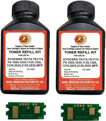 MOREL TK1178 TONER BOT WITH TONER CHIP IN KYO-TK1174 M2040 M2540 M2640 PRINTERS PACK2 Black Ink Cartridge