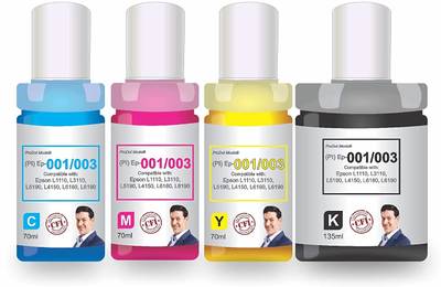 PRODOT Ep 001/003 Inkjet Ink Refill Compatible with Epson L1110, L1455, L3100, L3101 Black + Tri Color Combo Pack Ink Bottle