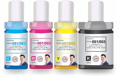 PRODOT Ep 001/003 Inkjet Ink Refill Compatible with Epson L1110, L3100, L1455, L3101 Black + Tri Color Combo Pack Ink Bottle