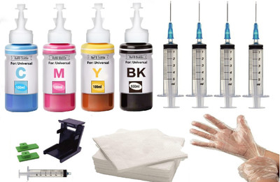 Salty Refill Ink for Pixma Printer for E510 E410 E560 E470 E480 E417 E477 Black + Tri Color Combo Pack Ink Cartridge