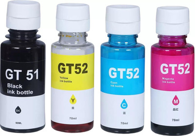 GHT GT51 Black & GT52 Color Ink Bottles Black + Tri Color Combo Pack Ink Bottle