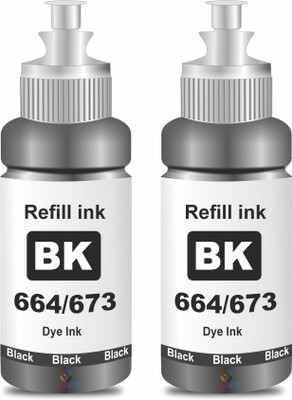 canoff T6641 BK Refill Ink Compatible for Eson L130, L360,L380,L361,L565 2pc. Printers Black - Twin Pack Ink Bottle