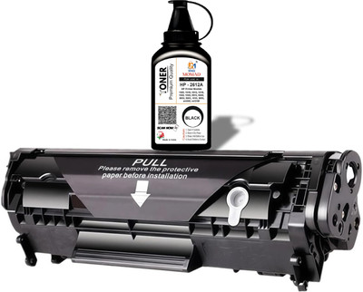 spotink Easy Refill 12A /Q2612A Toner Cartridge with 1 Bottle 12A Powder for HP Printers Black Ink Cartridge