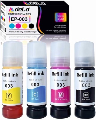 delo 003 Ink Compatible For Epson L3110 L3150 L5190 L1110 L4150 L6170 L4160 L6190 Black + Tri Color Combo Pack Ink Bottle