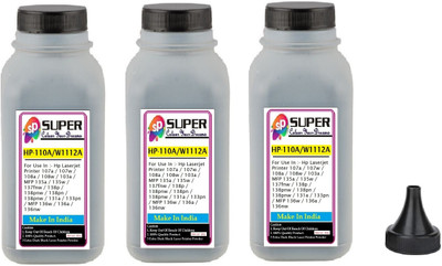 SUPERC HP 110A / W1112A Toner Cartridge Refill Pack Of 3 Bottle With Nozlle 80 gms Black Ink Toner Powder