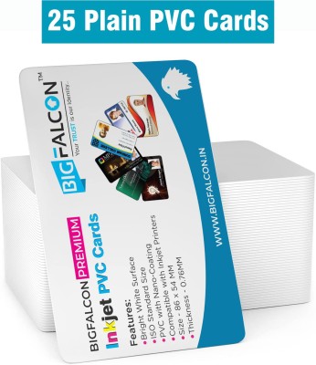 BIGFALCON Premium 25 Plain PVC ID Cards for Inkjet Printers Quality White Plastic CR80 White Ink Bottle