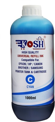 Kosh Refill Ink for HP, Epson, Brother, Canon and All Inkjet Printers 1000 ML Cyan Ink Bottle