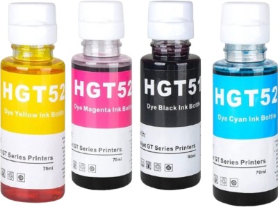 Ang GT 51 & GT52 Ink Refill Ink For use in DeskJet 5810,5811,5820,5821 Black + Tri Color Combo Pack Ink Bottle