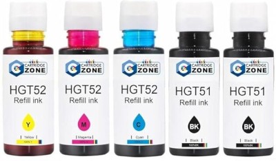 CARTRIDGE ZONE GT51 GT52 Ink for HP 310 315 319 410 415 419 GT5810 GT5820 Pack of 5 Black + Tri Color Combo Pack Ink Bottle