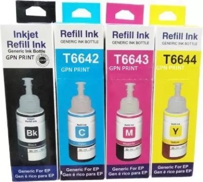 GPN PRINT Refill Ink Compatible for Epson L130, L360 Printers Black + Tri Color Combo Pack Ink Bottle