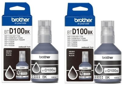 brother Original Ink Bottles BTD100 For T230 T430W T530DW T730DW T930DW Printer Black - Twin Pack Ink Bottle